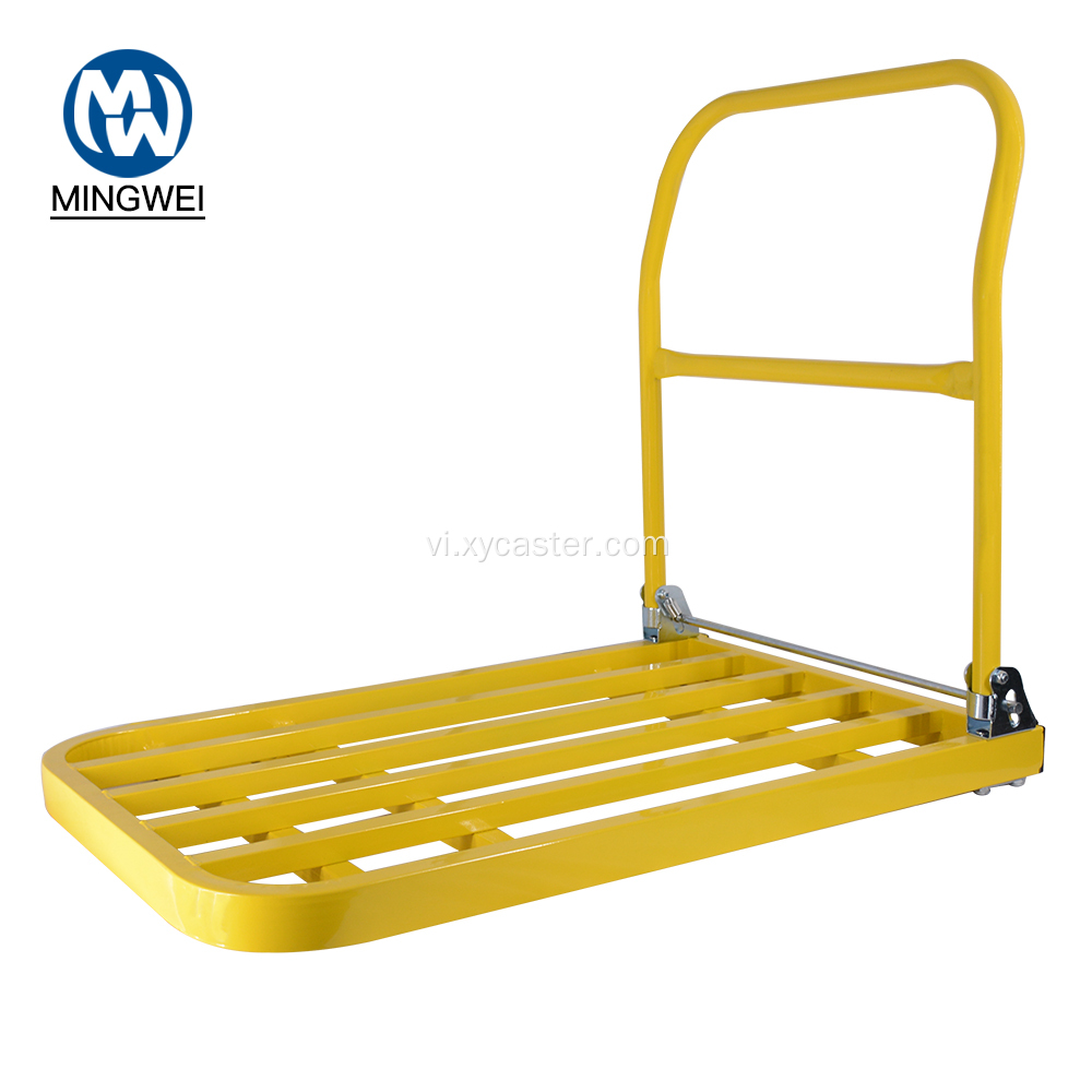 PlatformTrolley màu vàng với tay cầm gấp