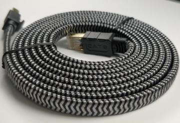 Computer Internet Cord Cat8 Flat Nylon Braided Cable