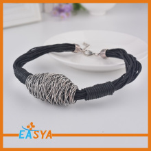 Weaved Pendant Chain Black Druzy Necklace