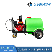 Hand pushed cleaning machine for outdoor mobility