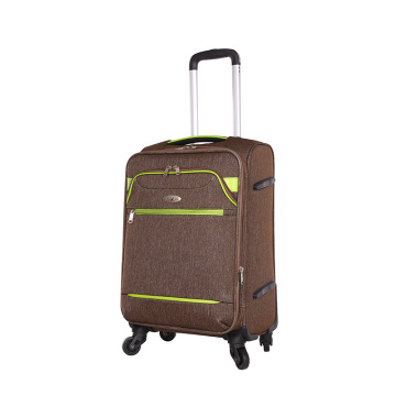 Waterproof brown fabric trolley luggage