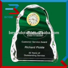 clock inside engraved etched crystal trophy authorization medal