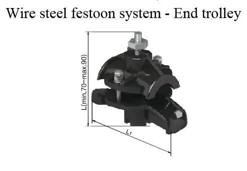 Wire Steel Festoon System - End Trolley for Round Cable