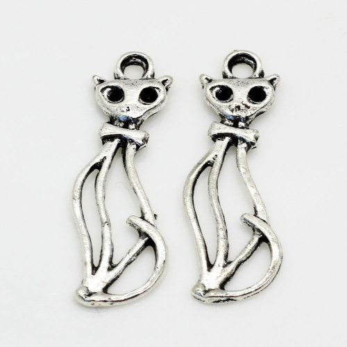 To Hole Alloy Metal Kitten Cat Charms Pendant For DIY Bracelet Necklace Jewelry Making