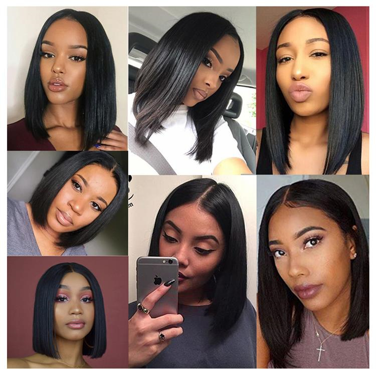 Wholesale Price Natural Color Human Hair Virgin Brazilian Cuticle Aligned Hair Lace Front Bob Brazilian Wigs  Extensions