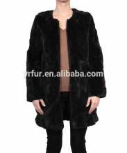 YR553 Classique Geunine Rex Rabbit Fur Patchwork Coat