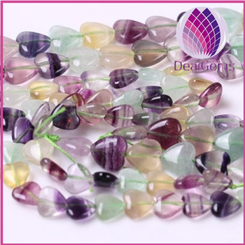 wholesale 10mm colorful heart fluorite beads