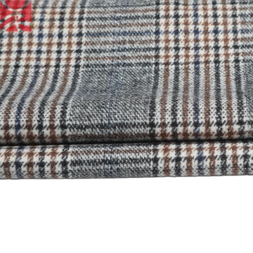 tweed plaid check woven Wool Polyester fabric
