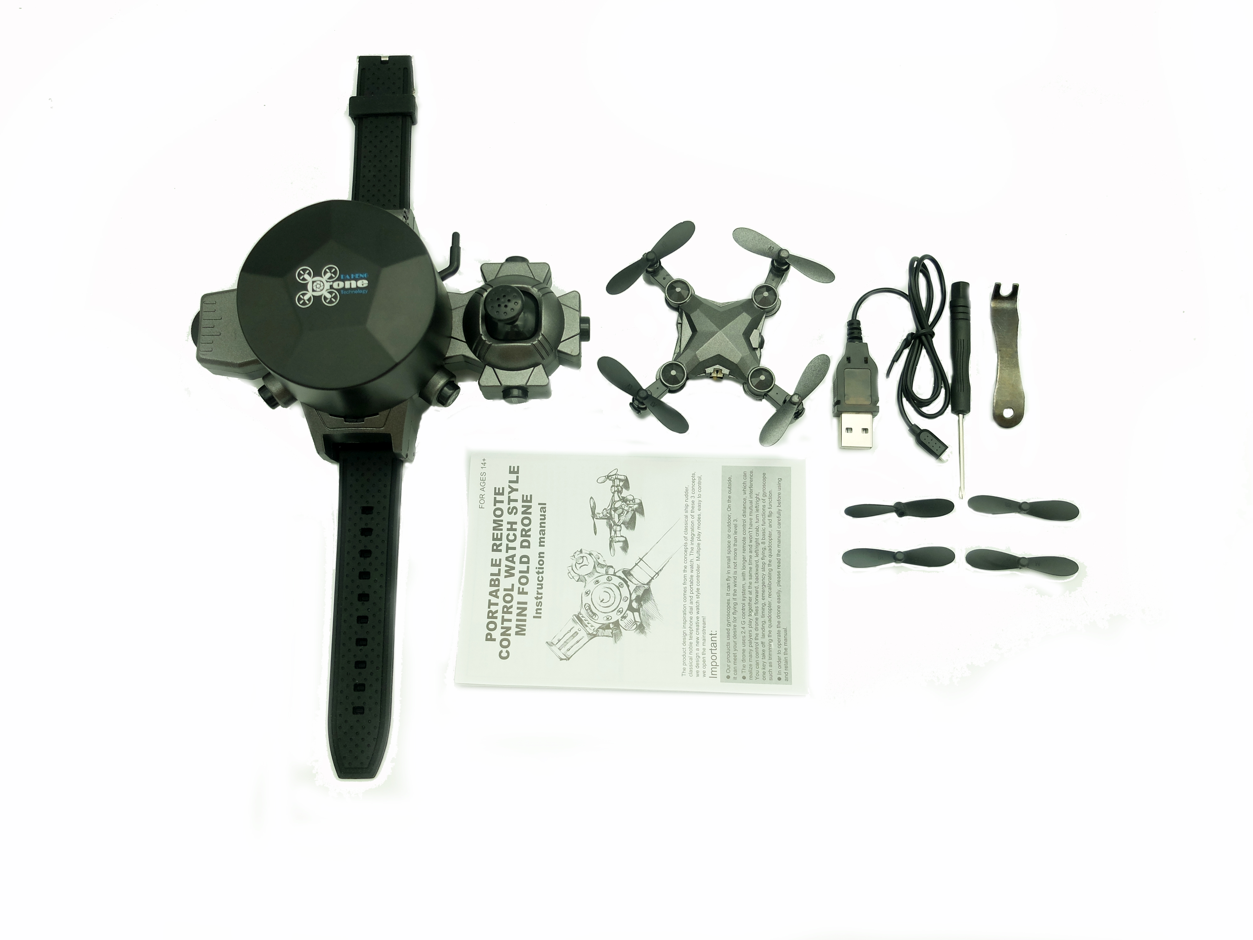 portable remote control watch style mini fold drone