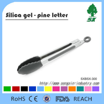 Silicone Stainless Steel Food Tong For BBQ Ice Tong