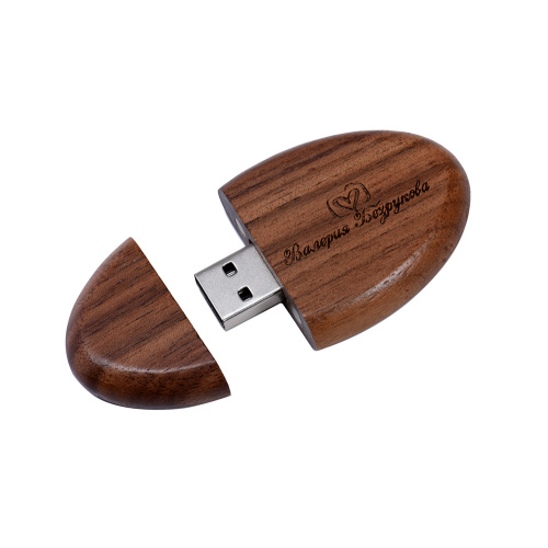 Ovale houten USB-flashdrive groothandel