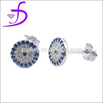 Standard 925 sterling silver round pave zircon stud earring