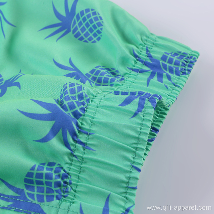 Pattern 100%Polyester Swimming Trunks Green Board Shorts