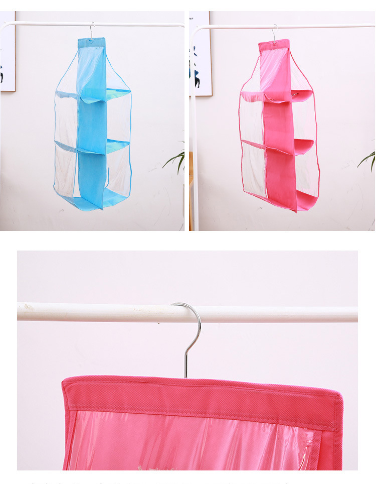 6 Pocket Hanging Handbag Organizer for Wardrobe Closet Transparent Storage Bag Handbag organizer storage