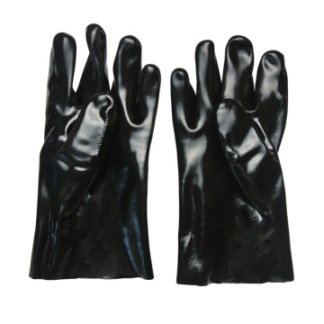 Guantes de franela de PVC negros con acabado liso