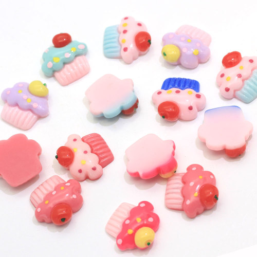 Mixed color Flat Back Cupcake Shaped Resin Cabochon For Handmade Craft Decor Beads Charms DIY Phone Shell Ornaments