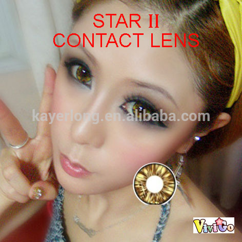 sexy look big eyes 5 tone yearly used COS'METIC color contact lens STAR II BROWN