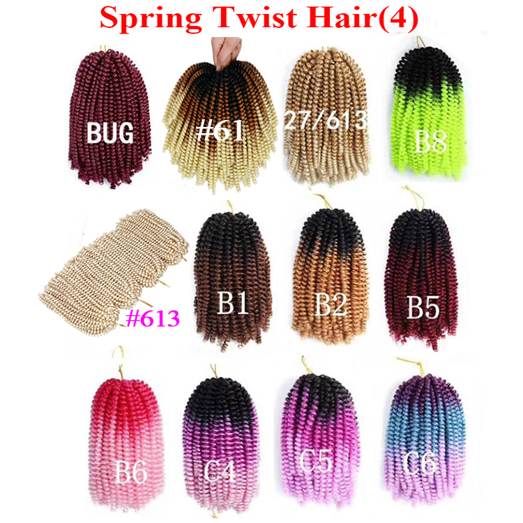 Spring Twist Curly 8 inch Crochet Braids Synthetic Kinky Curly crochet Hair Extensions Ombre Jumbo Braiding Hair Crochet Braids