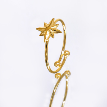 Titanium Steel Real Gold Ring Open Star Ring