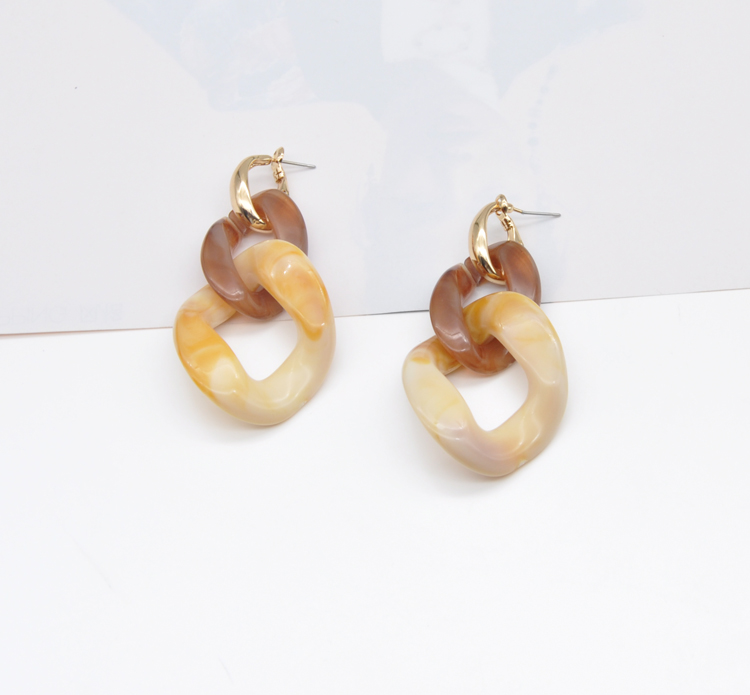 2021 INS cold wind chunky irregular geometric acrylic cuban chain earrings