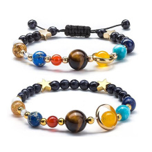 Cosmic Galaxy Solar System Eight Planets Bracelets Guardian Stars Natural Stone Beads 7 chakra Handmade Braided Rope Men Women