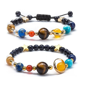 Galaxie cosmique système solaire huit planètes Bracelets étoiles gardiennes perles de pierre naturelle 7 chakra corde tressée à la main hommes femmes