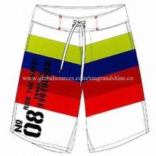 Beach shorts with colorful stripes and customized logo