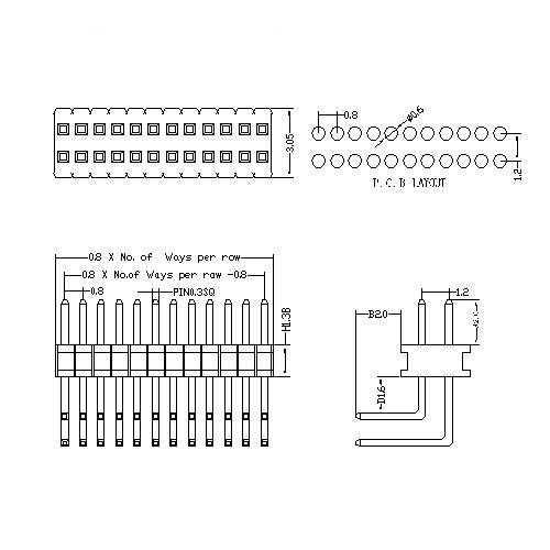 0.8 mm Pin Header Dual Row Angle Type-3 PHAR01-XXD