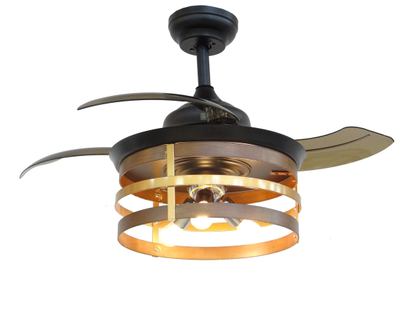 Black Classic Ceiling Fan With Gold Lampshade Wy R 036