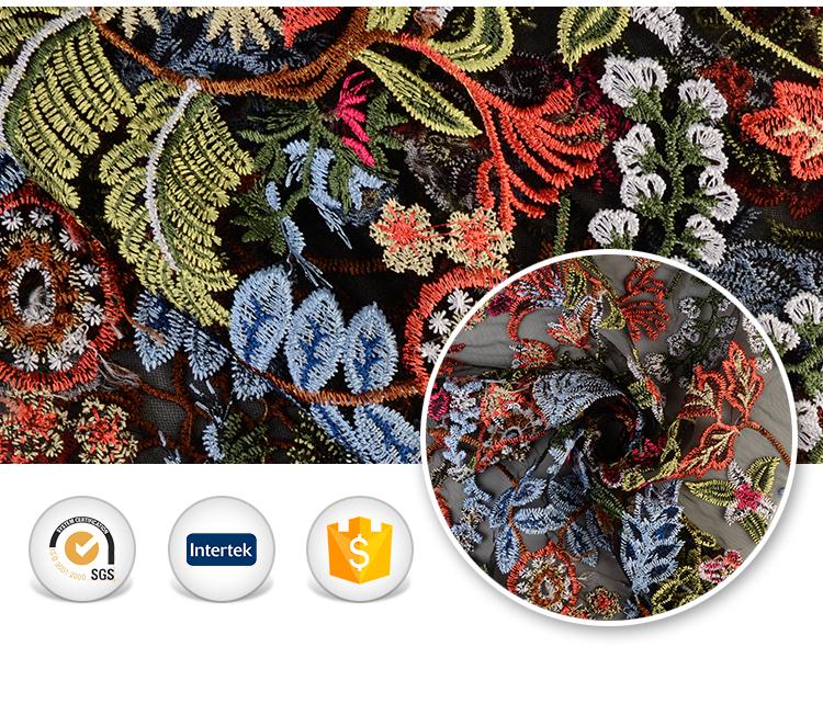 Colorful buy lace fabric embroidered mesh spangle embroidery textile