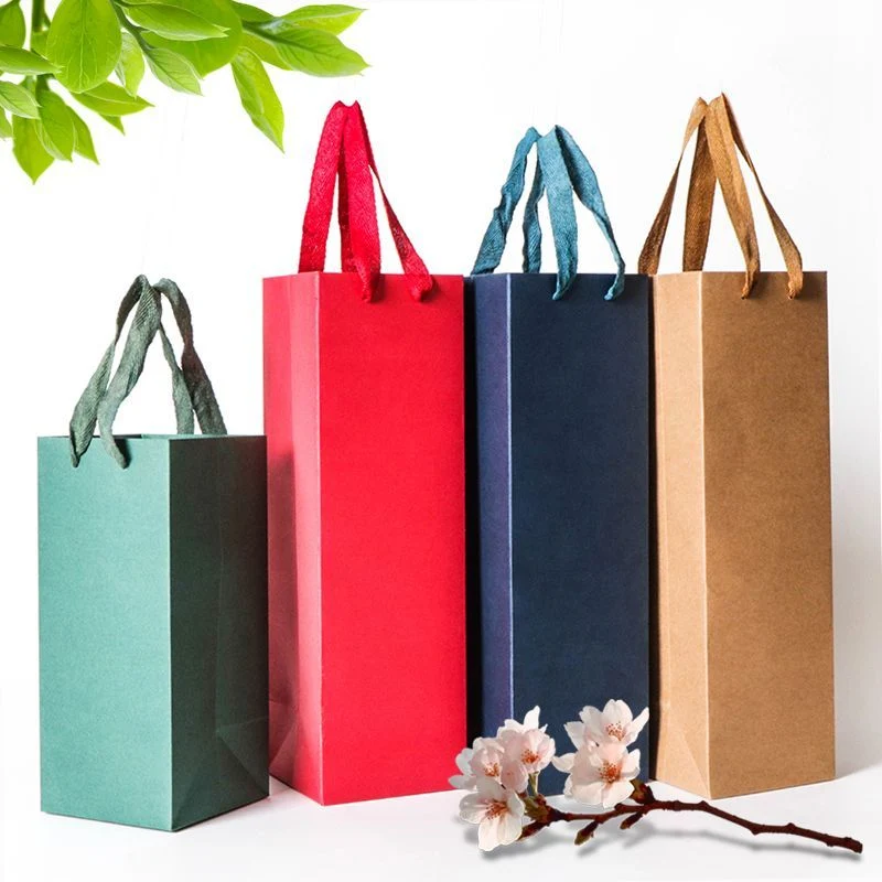 Fine Wine Paper Tote Bag Champagne Solid and Durable Handbag Gift Jewelry Perfume Boxes