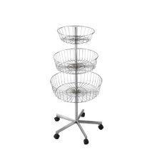Metal Wire Display Basket Rack with Stand