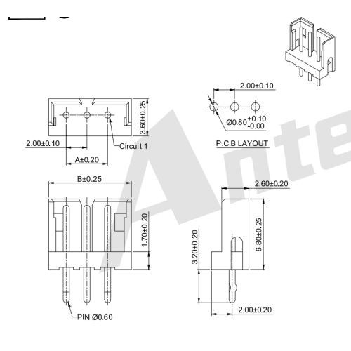 2,00mm Pitch 180 Series Connector Series AW2007V-NP