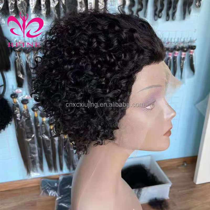 Virgin Human Hair Short Wigs,Cambodian Cuticle Aligned Wholesale Price Wigs 13*4*1 T part  Lace Front Pixie Cut Wig