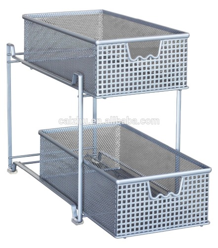 Mesh Sliding Cabinet Basket Organizer Drawer metal storage shelf