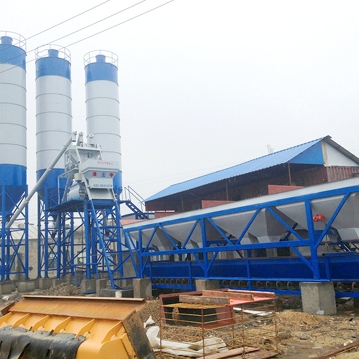 HZS75 wet mix belt conveyor batching plant specification