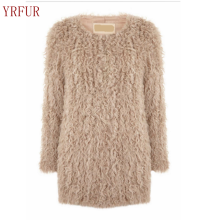 YRFUR YR146C Fashion High Quality Hand Knit Sheep Lamb Fur Coat