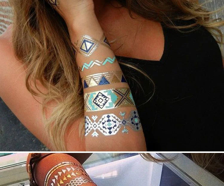 Custom Water Proof Eco Friendly Gilding Temporary Tattoo Decals Sticker