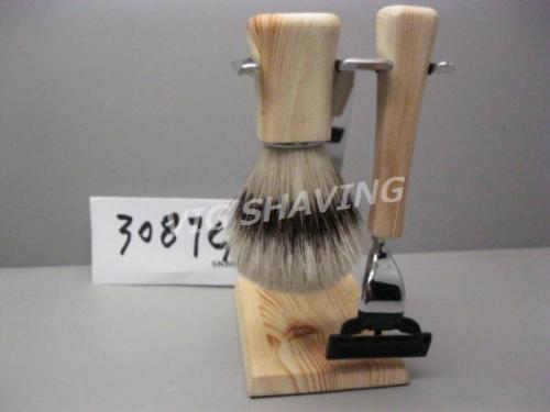 Wood look best shaving badger brush set