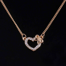 Gold Necklace Heart Necklace Full Rhinestone Necklace