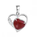 Rouge Jasper Love Heart Birthstone Pendant Colliers de pierre précieuse pour les femmes