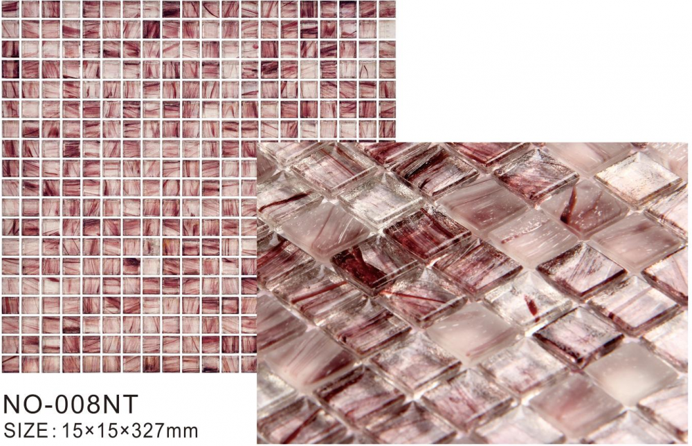 로즈 컬러 유리 모자이크 타일