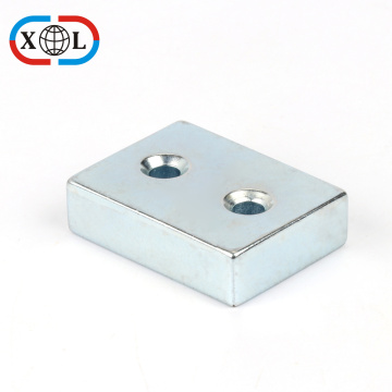 Block shape neodymium magnet with two holes