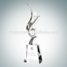 New arrival fashion fancy silver star trophy zinc alloy trophy with crystal stand