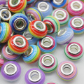 1 Bag Fashion Stripe Resin Bead with Big Hole Acrylic Jewelry Beads for Bracelet DIY Craft