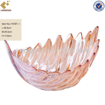 Large Crystal Leaf Shape Decorative Glass Fruit Bowl