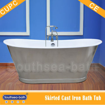 Freestanding enameled luxurious cast iron bathtub with skirted