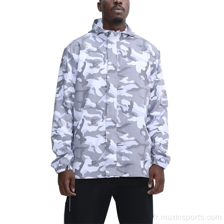 Veste d&#39;entraînement en gros de Camo Men Full Zip