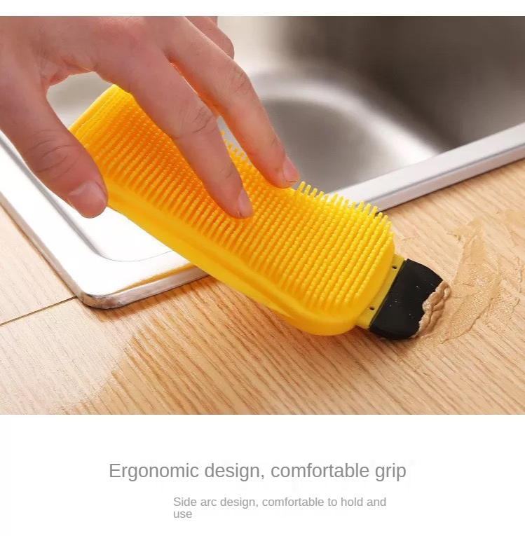 Kitchen Cleaning Tool Sponge Brush Silicone Dish Bowl Cleaning Brush Washing Pan Dish Bowl Sponge Scraper With Soap Dispenser