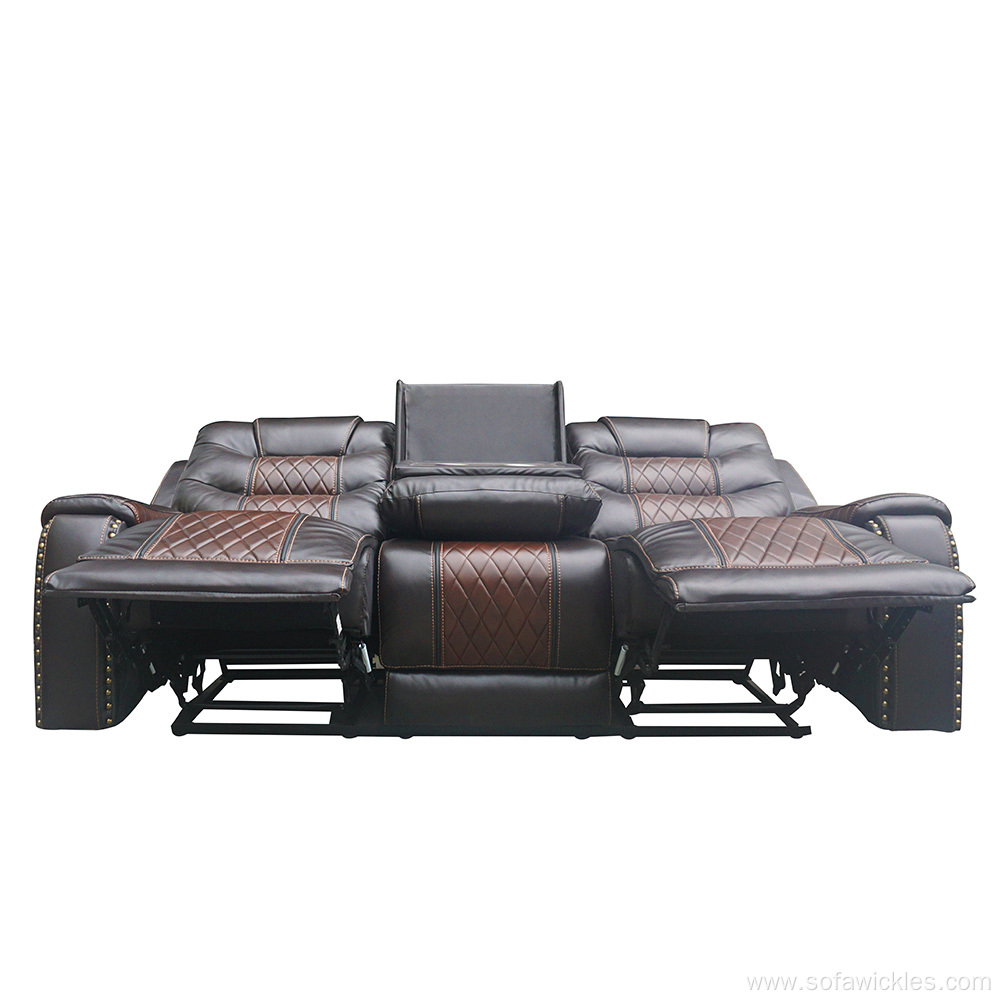 Home Theater Leather Loveseat Reclining Sofa